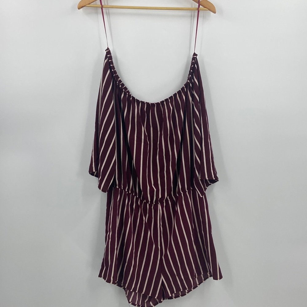 Ambience burgundy striped romper large